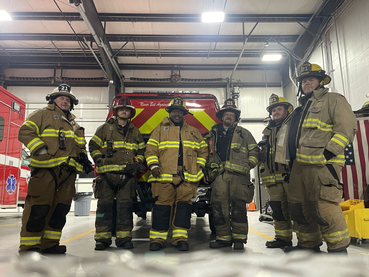 Chatham firefighters gathered at the station